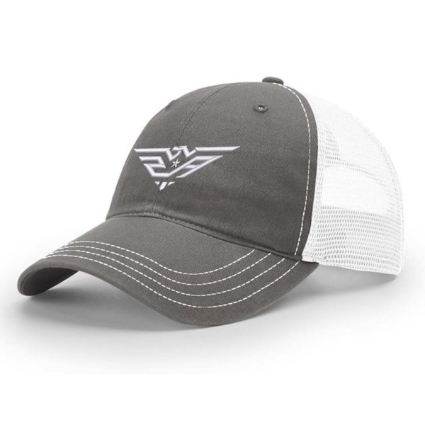 2aw richardson charcoal white mesh back split trucker hat - Angry Chicken Outdoors